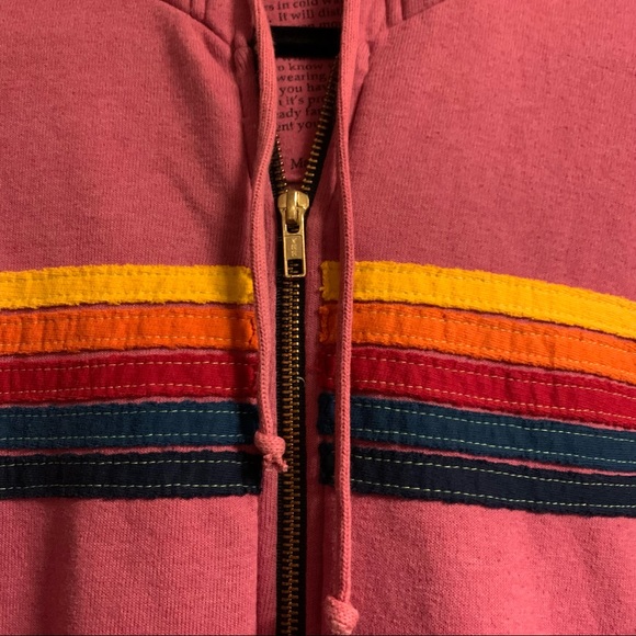 *SOLD* Aviator Nation 5 Stripe Hoodie Flamingo Pink Large - Picture 3 of 11